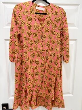 Thakoon Addition Pink and Yellow Floral Midi Dress